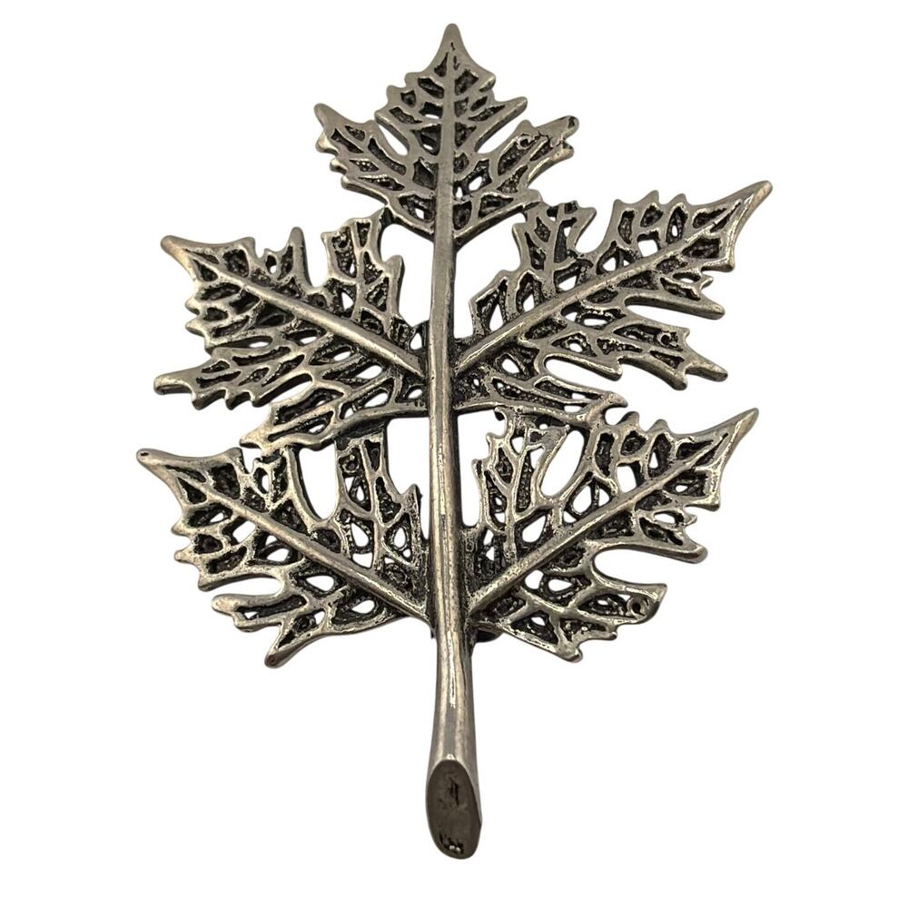 Vintage Silver Tone Filigree Leaf Brooch